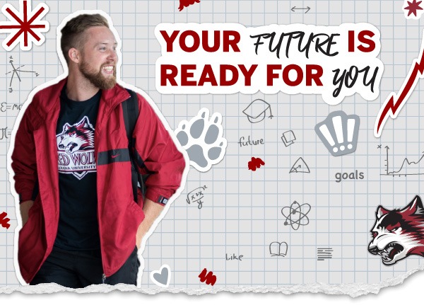 image of IU East student with the words "your future is ready for you."