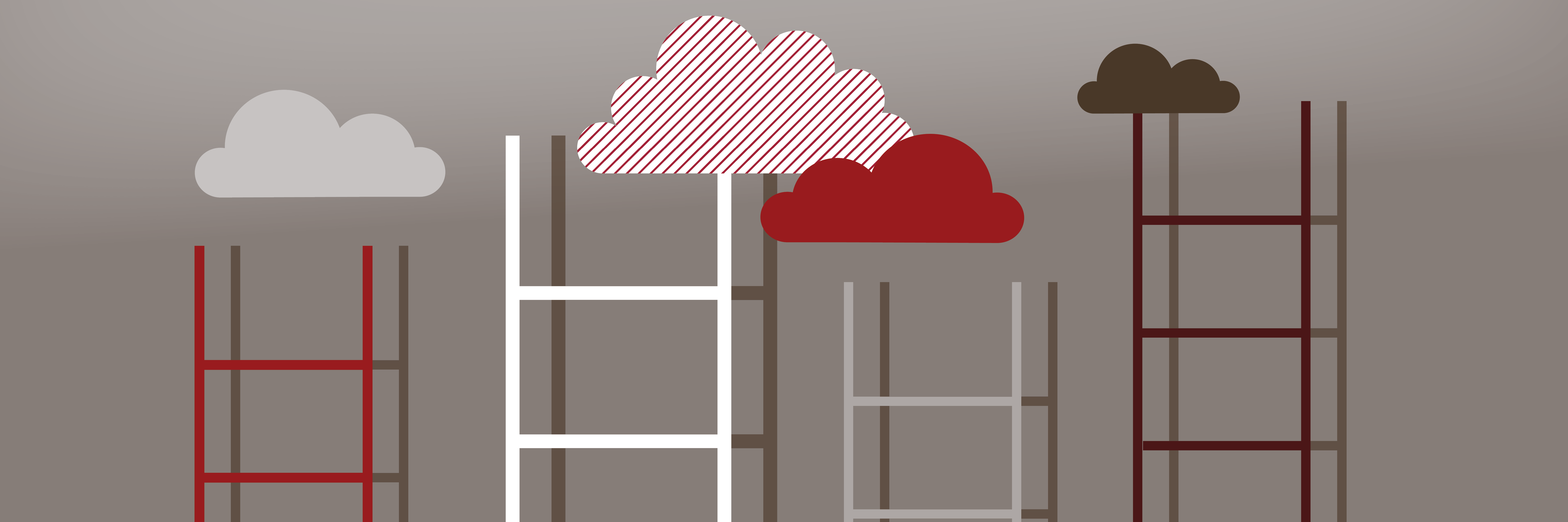 Graphic with ladders and clouds.