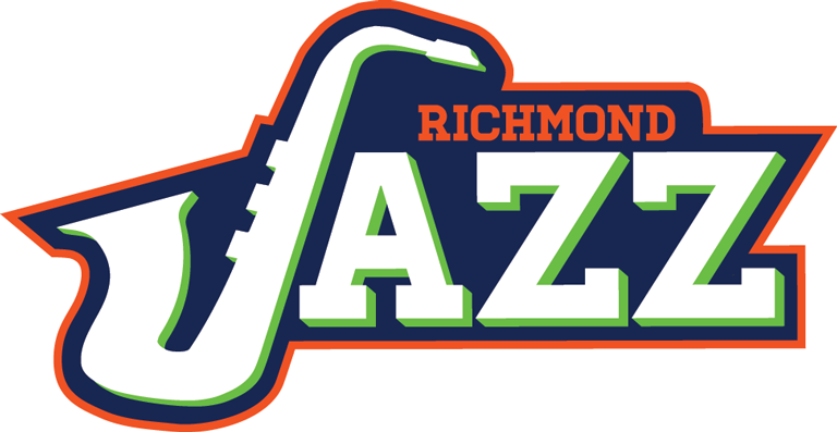 Richmond Jazz logo with saxophone in place of the 'J'.